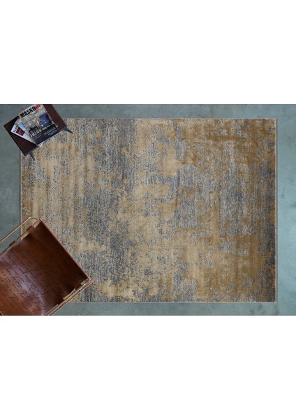 Altın Soyut Modern Etnik Desenli Halı | Makinada Yıkanabilir | Hav Toz Vermez | Leke Tutmayaz | Kaymaz Taban | Dijital Makine Baskı | Salon Yolluk Mutfak Halısı modelleri