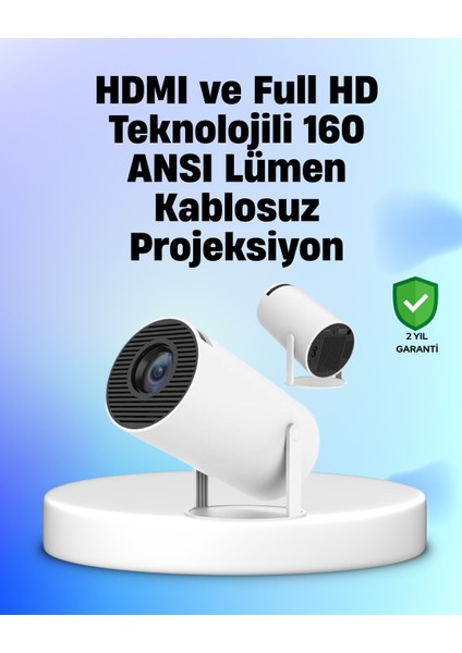 Allzey 4K Uyumlu 130 Inç Full Hd Projeksiyon Cihazı ve Kablosuz Aktarım Özelliği