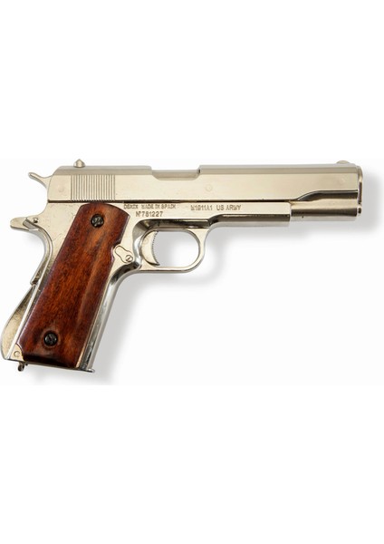 Denix Dekoratif Otomatik 45 Kalibre Gümüş M1911A1 Tabanca, Amerika 1911