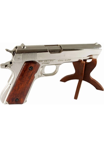 Denix Dekoratif Otomatik 45 Kalibre Gümüş M1911A1 Tabanca, Amerika 1911 modelleri