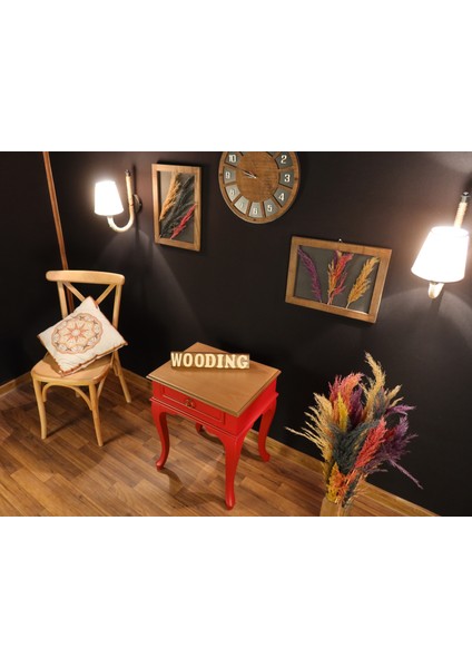 Çekmeceli Masif Kırmızı Naturel Komodin - Yan Sehpa modelleri