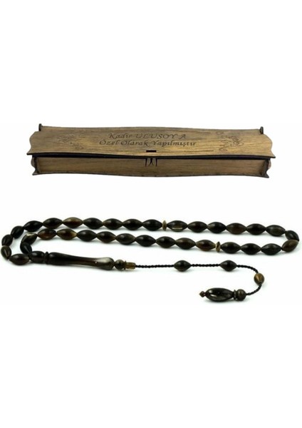 Kişiye Özel Ahşap Kutulu Abanoz Ağacı Tesbih – Hediyelik Lüks Tasarım