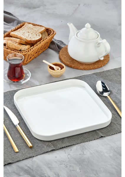 2’li Porselen Kare Servis ve Kahvaltı Tabağı Seti 25X25 cm – Şık Sunum fiyatları