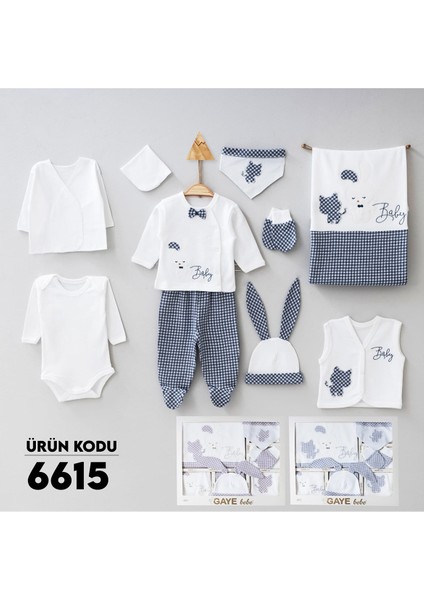 Erkek Bebek 0-3 Ay Gaye Organik Kedi Nakışlı Lacivert 10 Lu Set Premium Kalite