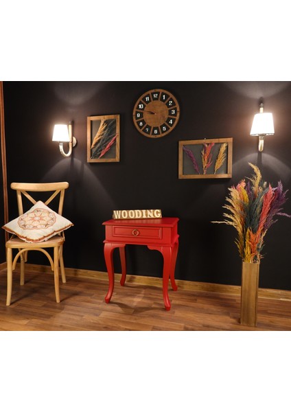 Çekmeceli Masif Kırmızı Komodin - Yan Sehpa fiyatları