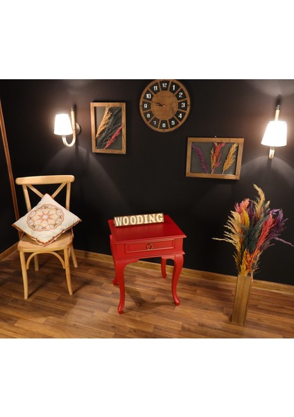 Çekmeceli Masif Kırmızı Komodin - Yan Sehpa modelleri