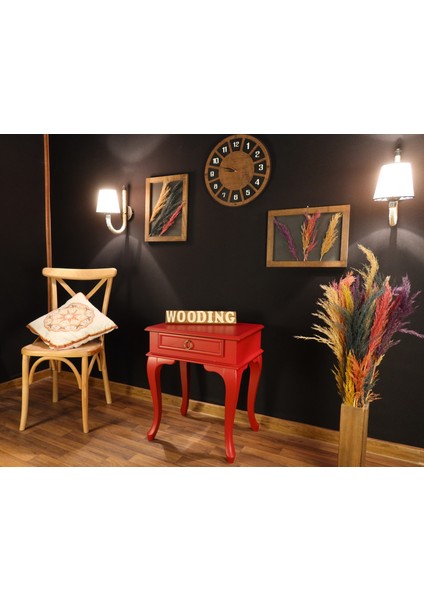 Çekmeceli Masif Kırmızı Komodin - Yan Sehpa indirimleri