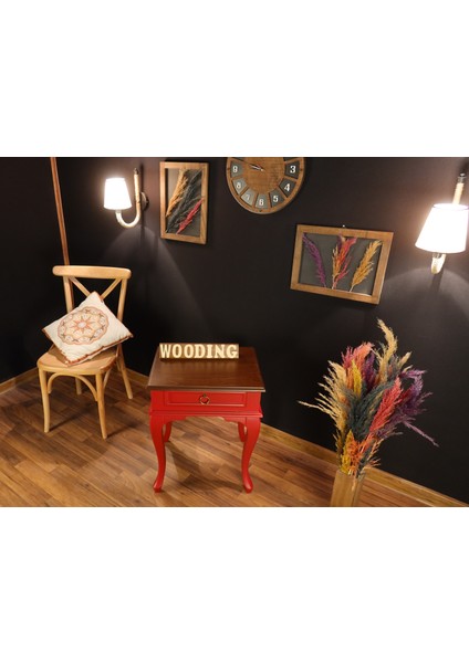 Çekmeceli Masif Kırmızı Ceviz Komodin - Yan Sehpa fırsatları