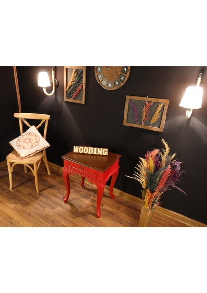 Çekmeceli Masif Kırmızı Ceviz Komodin - Yan Sehpa indirimleri