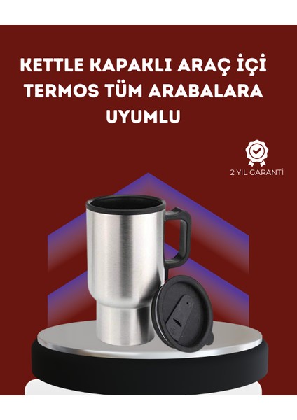 Allzey 12V Çakmak Girişli Araç Içi Isıtıcı Paslanmaz Çelik Bardak