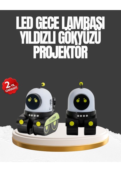 Allzey Çocuk Odası Için Müzikli ve Işıklı Robot Projektör