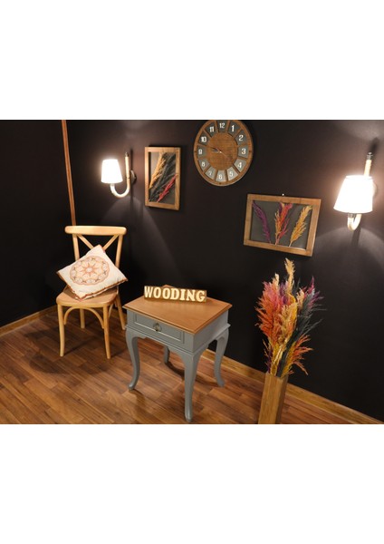 Çekmeceli Masif Gri Naturel Komodin - Yan Sehpa modelleri