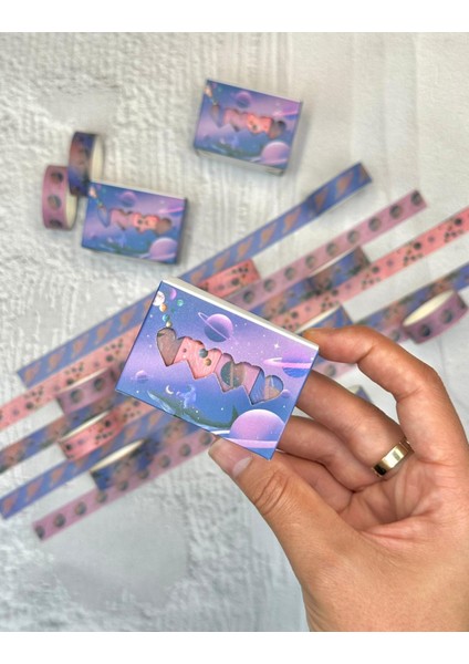 Uzay Keşfi Dekoratif 4'lü Washi Bant Set/washi Tape/masking Tape/desenli Bant