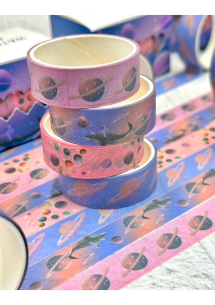 Uzay Keşfi Dekoratif 4'lü Washi Bant Set/washi Tape/masking Tape/desenli Bant fiyatları
