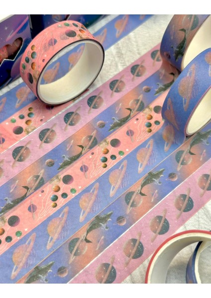 Uzay Keşfi Dekoratif 4'lü Washi Bant Set/washi Tape/masking Tape/desenli Bant modelleri