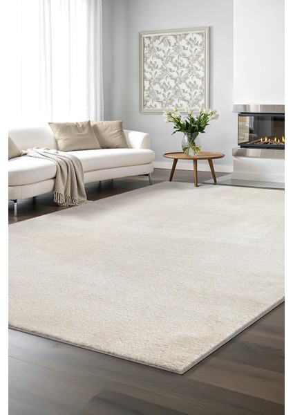 Yıkanabilir Kaymaz Taban Krem Renk Peluş Post Halı fiyatları