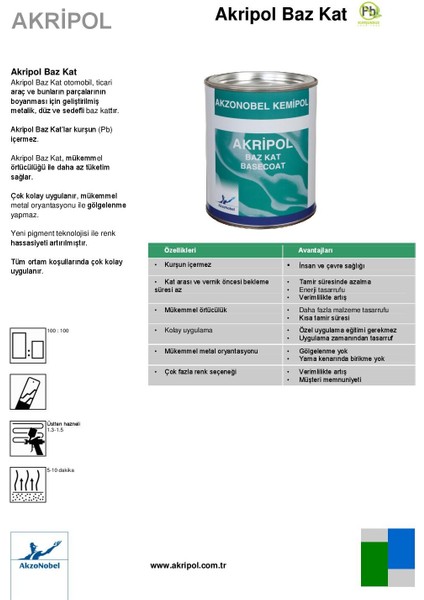 AkzoNobel Akripol Bazkat Buzul Metalik Toyota 1K3 1 Litre