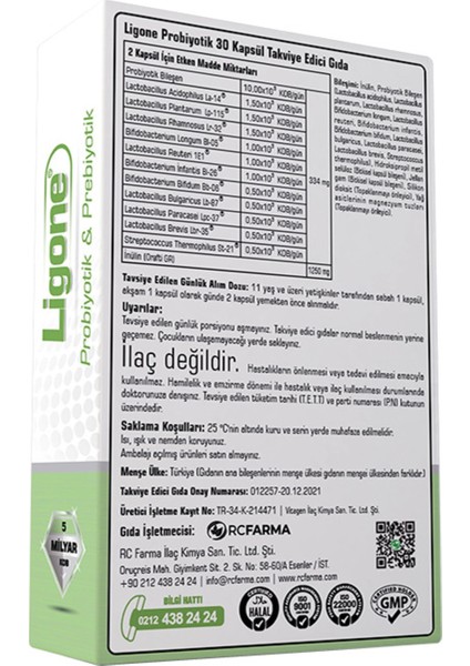 Asfstore Ligone Probiyotik 30 Kapsül fiyatları