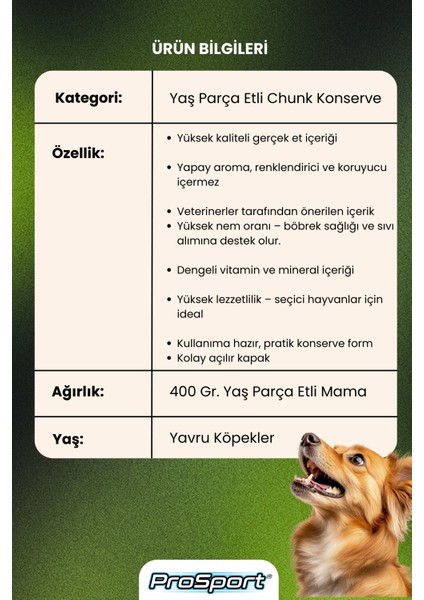 Prosport Chunk Kuzu Etli Yavru Köpek Konserve Mama 400GR fiyatları