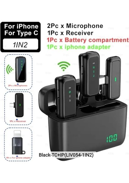 Sx6 Iphone ve Type-C Uyumlu Kablosuz Yaka Mikrofonu Göstergeli LED Şarj Kutulu Gürültü Azaltma fırsatları