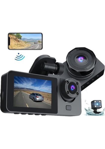 Allzey Full Hd Çözünürlüklü Üç Kameralı Araç Içi Kamera – Park ve Sürüş Güvenliği indirimleri