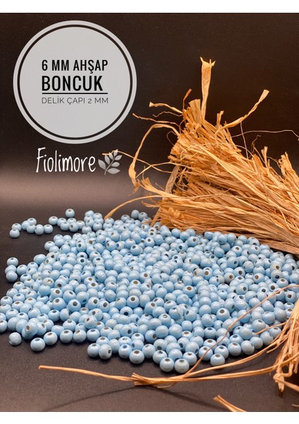 6 mm Ahşap Boncuk (25 Gram 175 Adet)Delik Çapı 2mm Makrome Takı Bileklik Tahta Yuvarlak