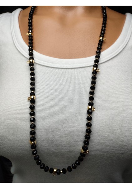 Altıntakmak Için Dokuzaparatlı Kolye Kristal Cam Boncuk 73 cm