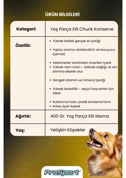 Prosport Chunk Kuzu Etli Yetişkin Köpek Konserve Mama 400GR fiyatları