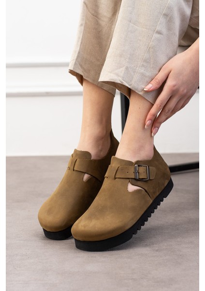 Oxford Hakiki Deri Mantar Taban Ortopedik Yüksek Eva Ayakkabı