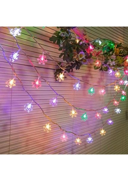 LED Kar Tanesi Yılbaşı Süsü Pilli Dekoratif Ağaç Işıkları Ev Bahçe Parti Aydınlatma 300 cm 20 LED