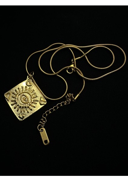 Altın Kaplama Çelik Zincirli Göz Detaylı Kolye 45+5 cm fiyatları