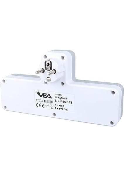 Lua Anahtarlı Topraklı Priz Adaptörü, 3 Soketli 3xusb 2.4A, 1xtype-C 20 Watt, Akim Korumali Priz, 10 A, 2500 W, Duvar Fişi, USB Fişi, USB C Bağlantı Noktalı, Hızlı Şarj, modelleri