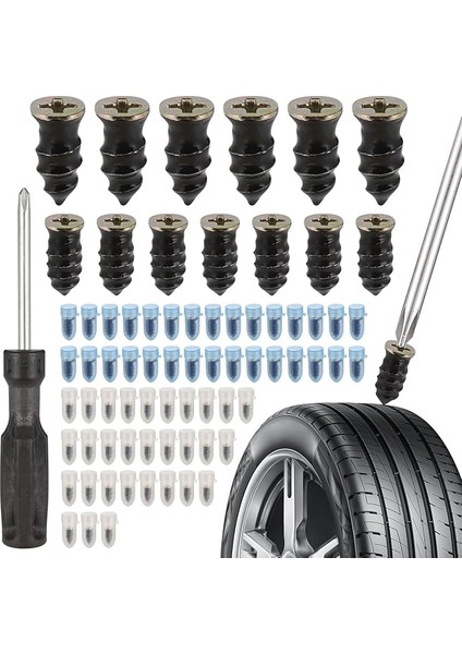 60 Adet Vakumlu Lastik Tamir Çivisi, Tornavidalı Lastik Tamir Lastik Tamir Çivisi, Lastik Tamir Lastik Çivisi, Araba Motosiklet Için Tubeless Lastik Tamir Takımı
