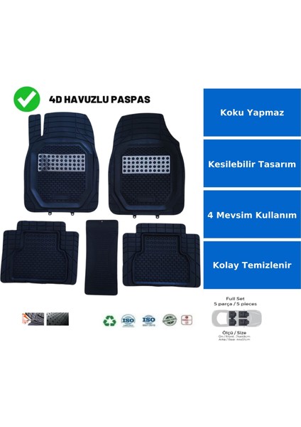 Nissan Qashqai 2022 Uyumlu Havuzlu Ünıversal Yeni Nesil Plus Paspas Siyah - Gri modelleri
