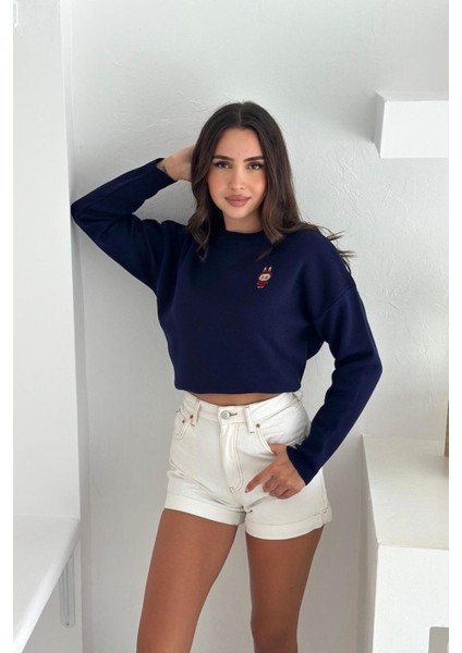 Labubu Işlemeli Oversize Yumuşak Dokulu Triko Kazak AW25KZ0045