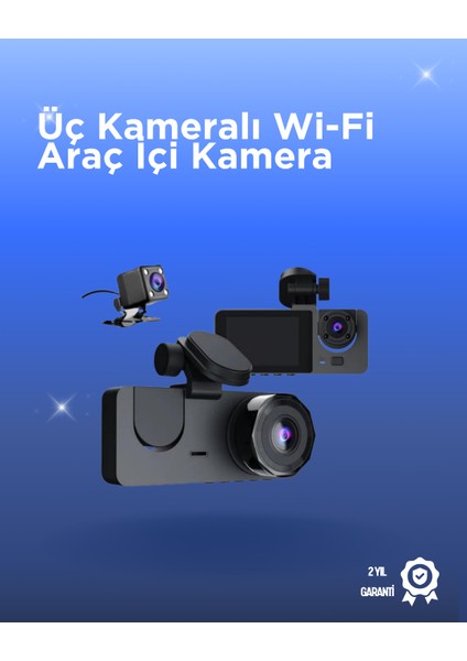 Allzey Gelişmiş G-Sensörlü Üçlü Araç Kamerası – 5” LCD Ekran ve Hareket Algılama