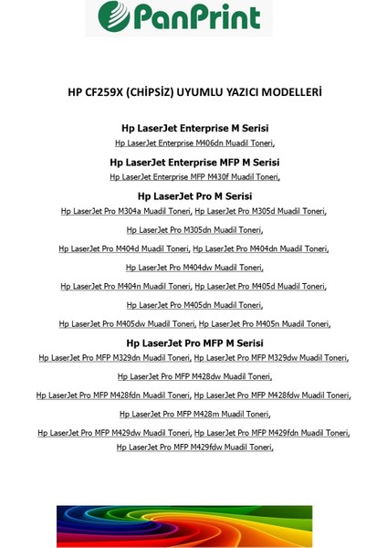 Hp Laserjet Enterprise M406DN Muadil Toner Yüksek Kapasiteli (Chipsiz) 10000 Sf. modelleri