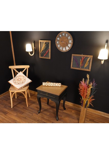 Çekmeceli Masif Siyah Naturel Komodin - Yan Sehpa modelleri