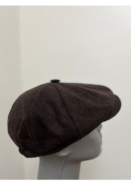 Erkek Kışlık Kaşe Kumaş Desenli Arkası Lastikli Standart Kasket Şapka (Newsboy Cap) fiyatları
