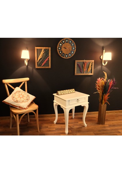 Çekmeceli Masif Krem Komodin - Yan Sehpa modelleri