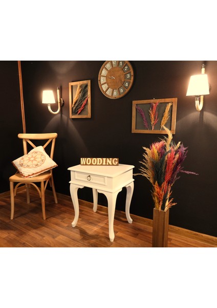 Çekmeceli Masif Krem Komodin - Yan Sehpa indirimleri