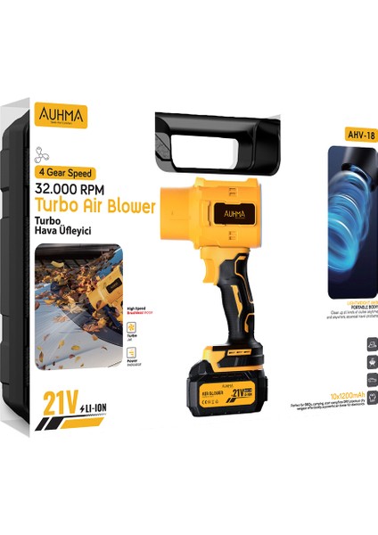 Ahv-18 32.000RPM, 4 Kademeli, 12.000MAH Bataryalı, Turbo Hava Üfleyici indirimleri