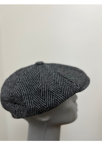 Erkek Kışlık Kaşe Kumaş Desenli Arkası Lastikli Standart Kasket Şapka (Newsboy Cap) fiyatları