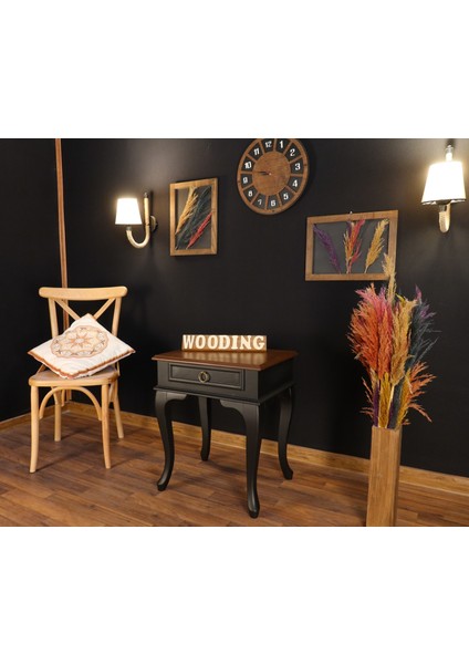 Çekmeceli Masif Siyah Ceviz Komodin - Yan Sehpa fiyatları