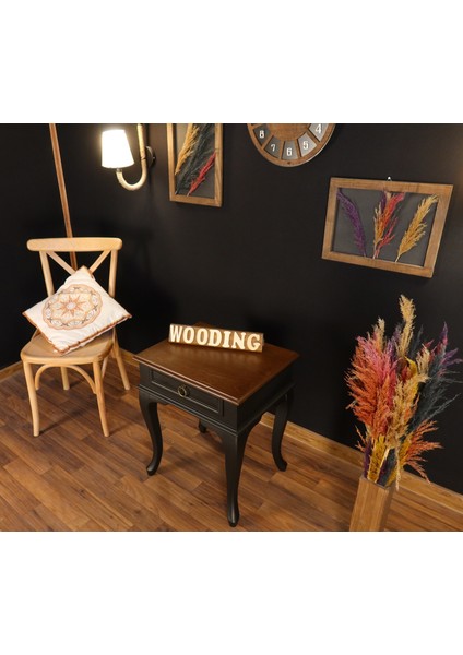 Çekmeceli Masif Siyah Ceviz Komodin - Yan Sehpa modelleri