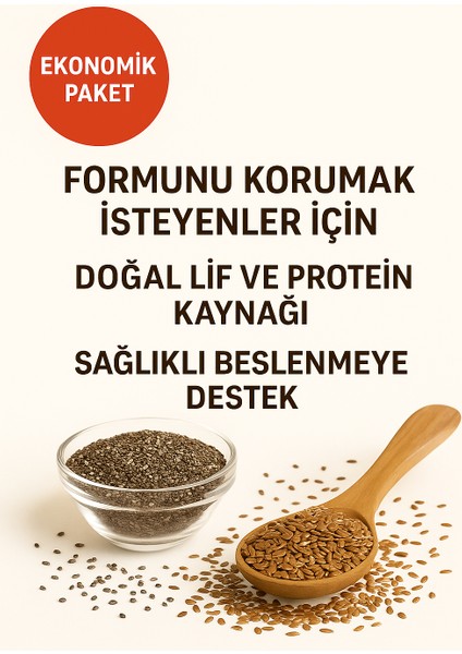 Chia (Çiya) Tohumu 250 gr + Keten Tohumu 250 gr – Doğal, Katkısız Süper Besin Seti fiyatları