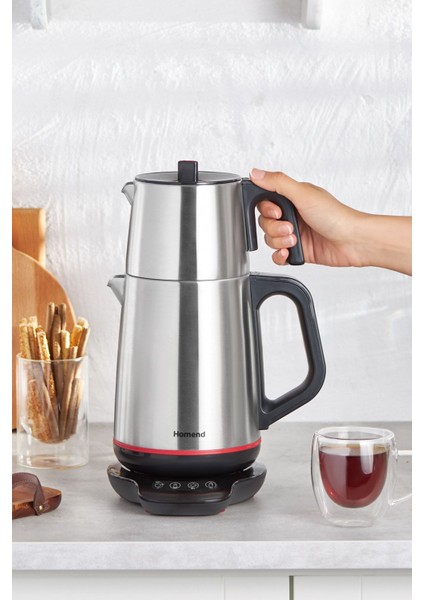 Paslanmaz Çelik Konuşan Çay Makinesi, Inox ve Siyah, 1800 W, Şık ve Pratik Kullanım fiyatları