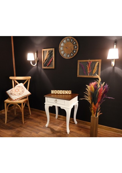 Çekmeceli Masif Beyaz Ceviz Komodin - Yan Sehpa fırsatları