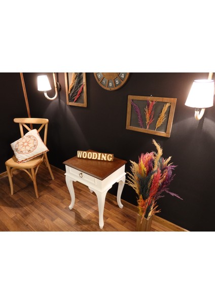 Çekmeceli Masif Beyaz Ceviz Komodin - Yan Sehpa indirimleri