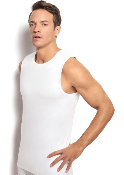 126 1 Adet Erkek Pamuklu Beyaz Sıfır Kol Atlet